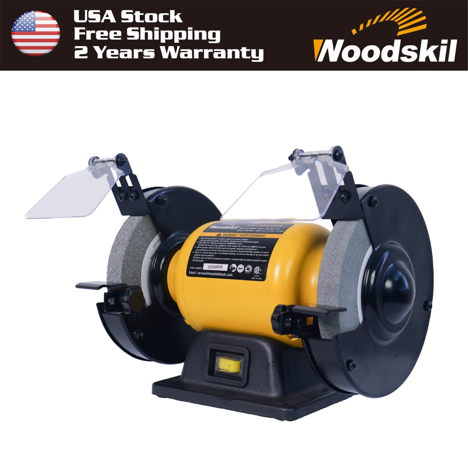 Woodskil 6-Inch Heavy-Duty High-Speed Bench Grinder - Professional/ DIY Workshop