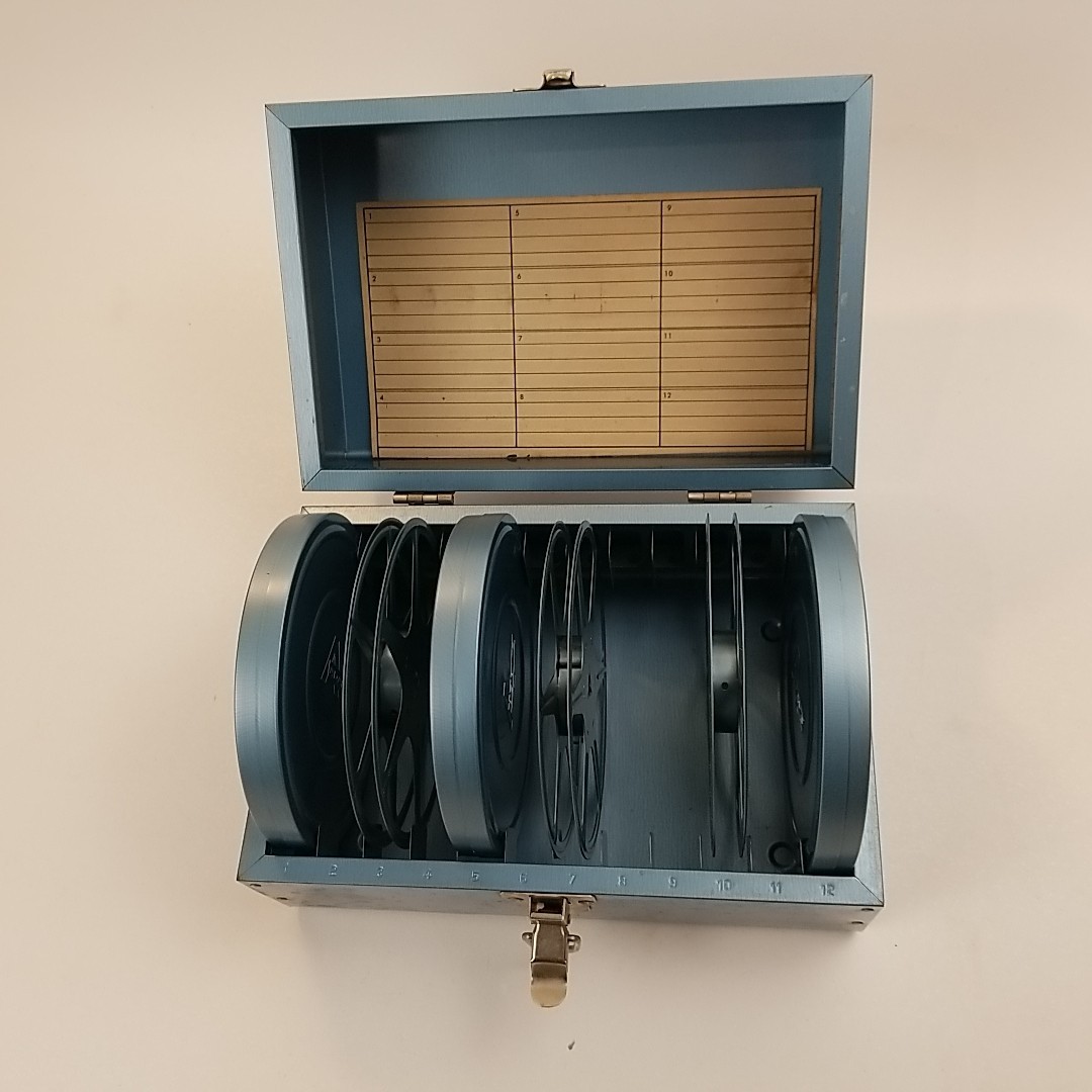 Vintage Super 8mm Movie Storage Case Box 12 Slots 3 Metal Adams Reel Cans 1960s