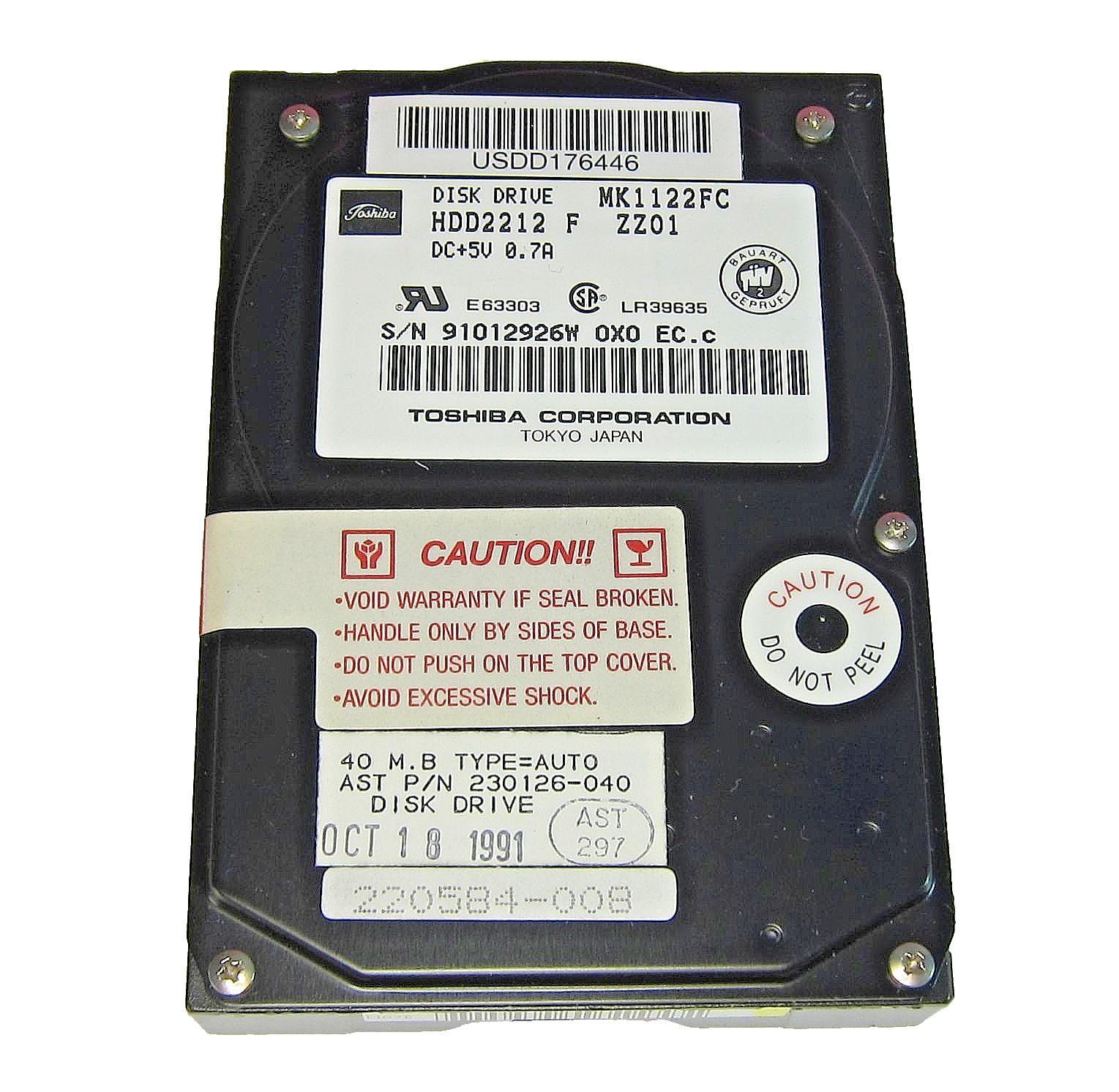 Vintage Very Rare Collectable Toshiba MK1122FC 2.5" Laptop Hard Drive for PARTS