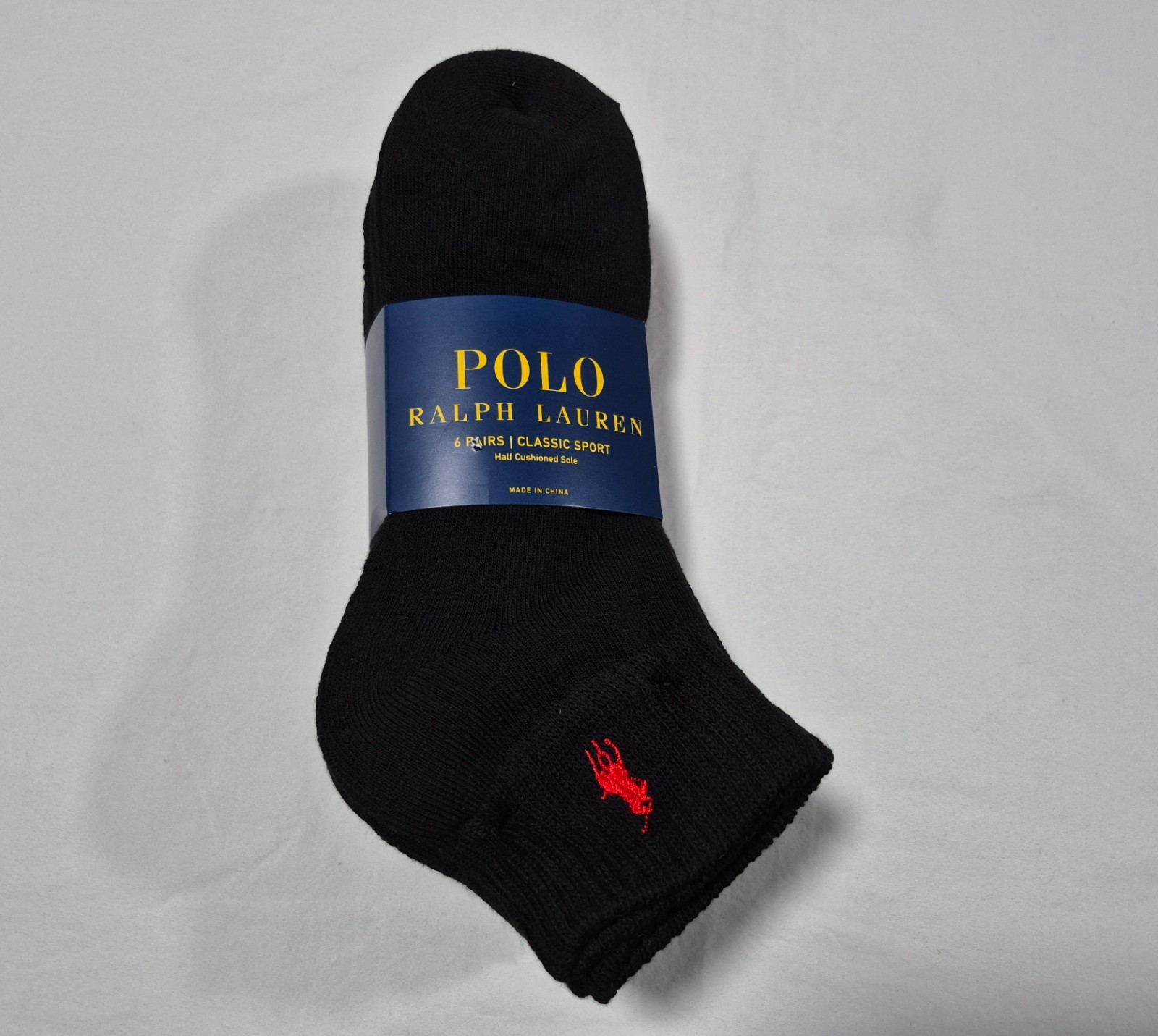 Polo Ralph Lauren Mens Quarter Sports Casual- Socks 6 pair  SZ 6-12 Black