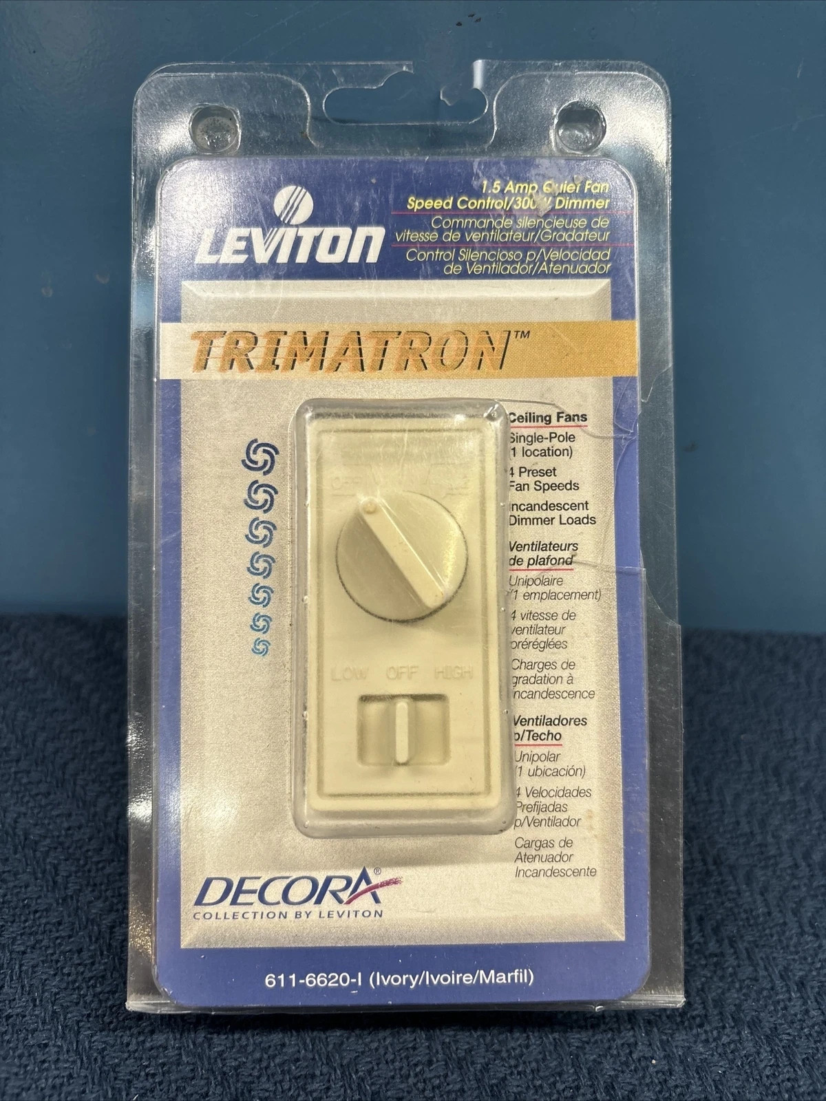 Leviton 6620-I Ivory Quiet Combination Fan Control & Dimmer