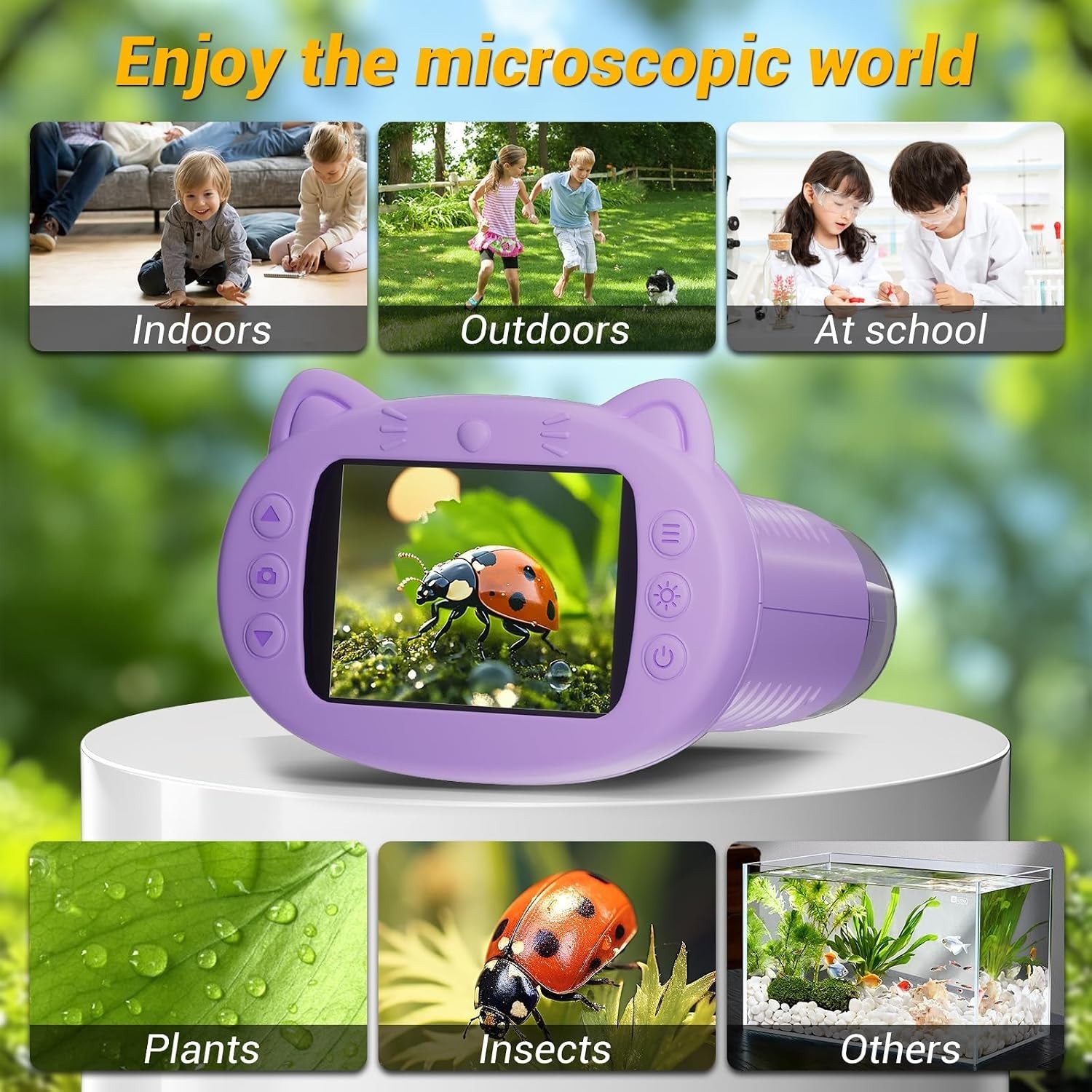 2.4" Screen Pocket Kids Microscope: 1000X Handheld Microscope for Photo and V...
