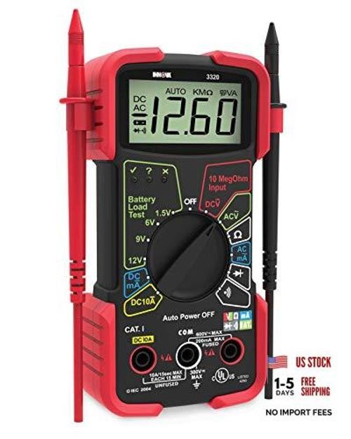 3320 Auto-Ranging Digital Multimeter, Red & Black