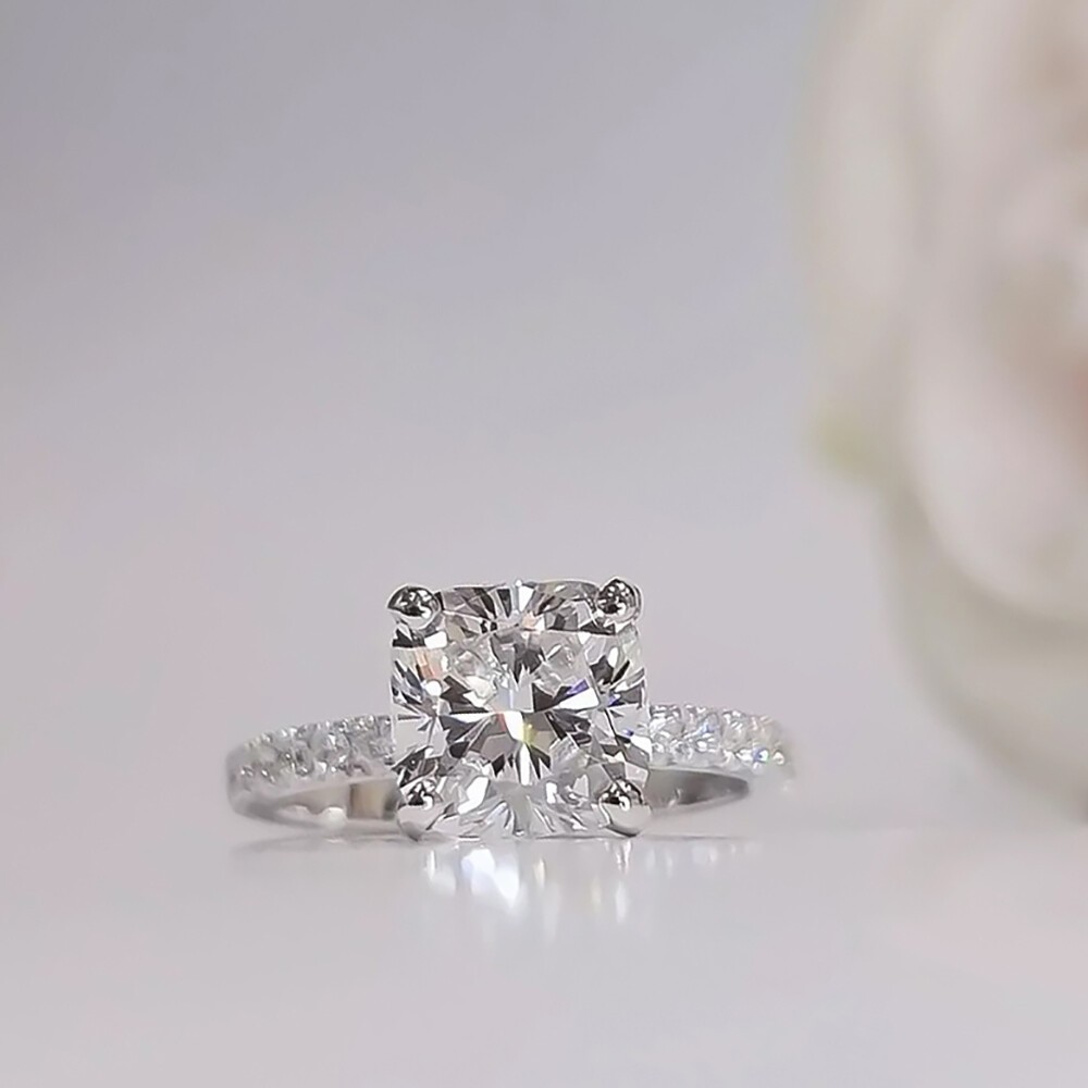 2.00 Ct Natural EGL Certified F VS1 Cushion White Diamond 925 Silver Ring