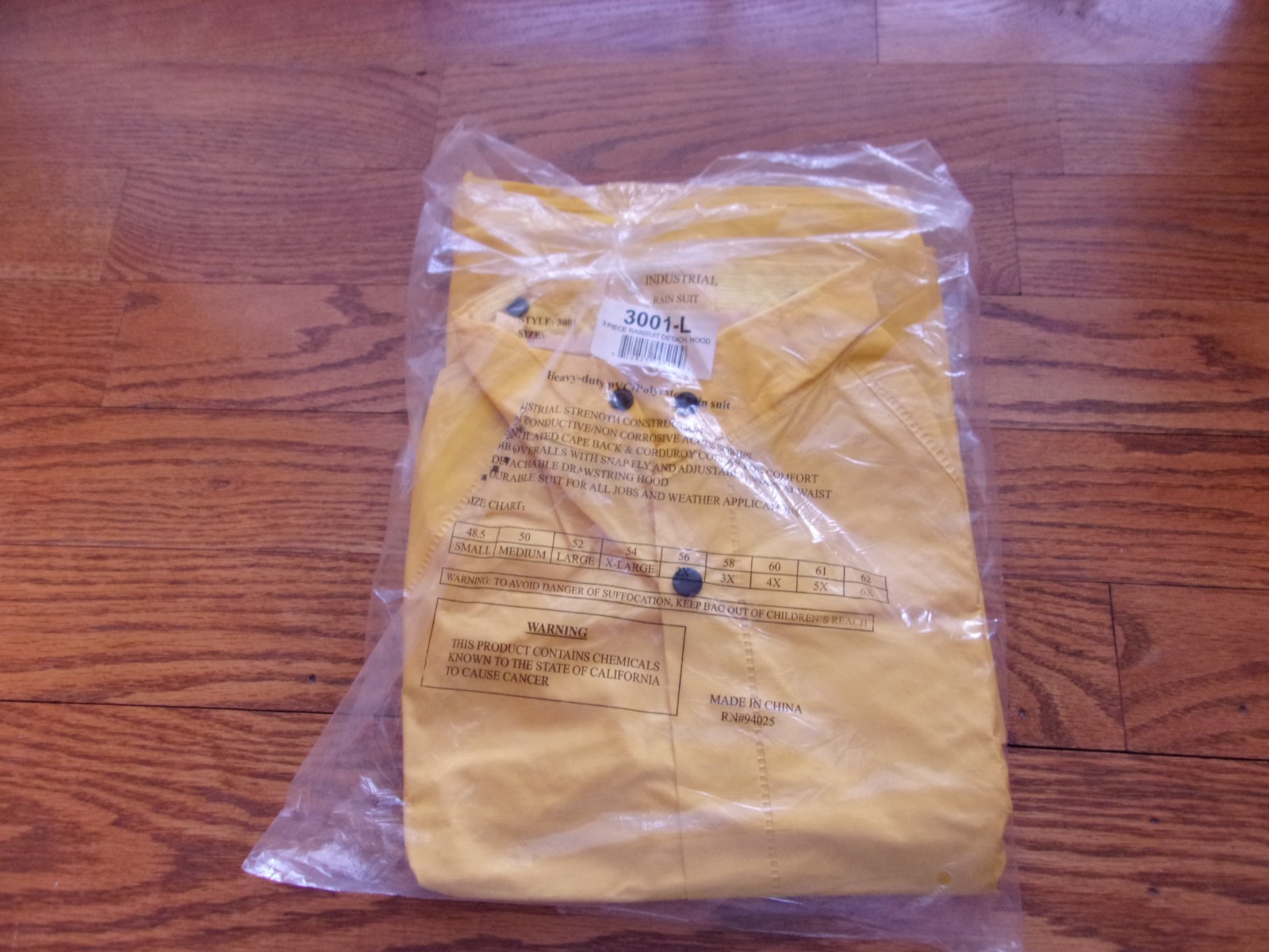 3 PIECE HEAVY DUTY Industrial YELLOW RAIN SUIT - Detachable Hood - SIZE Large
