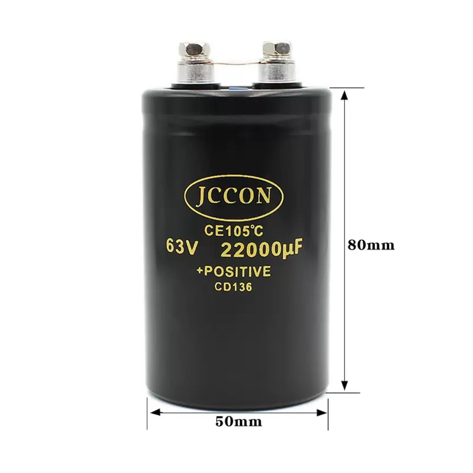 2pc Bolt Capacitor 63V22000UF Inverter Welder Screw Foot Large Capacitor 50x80mm