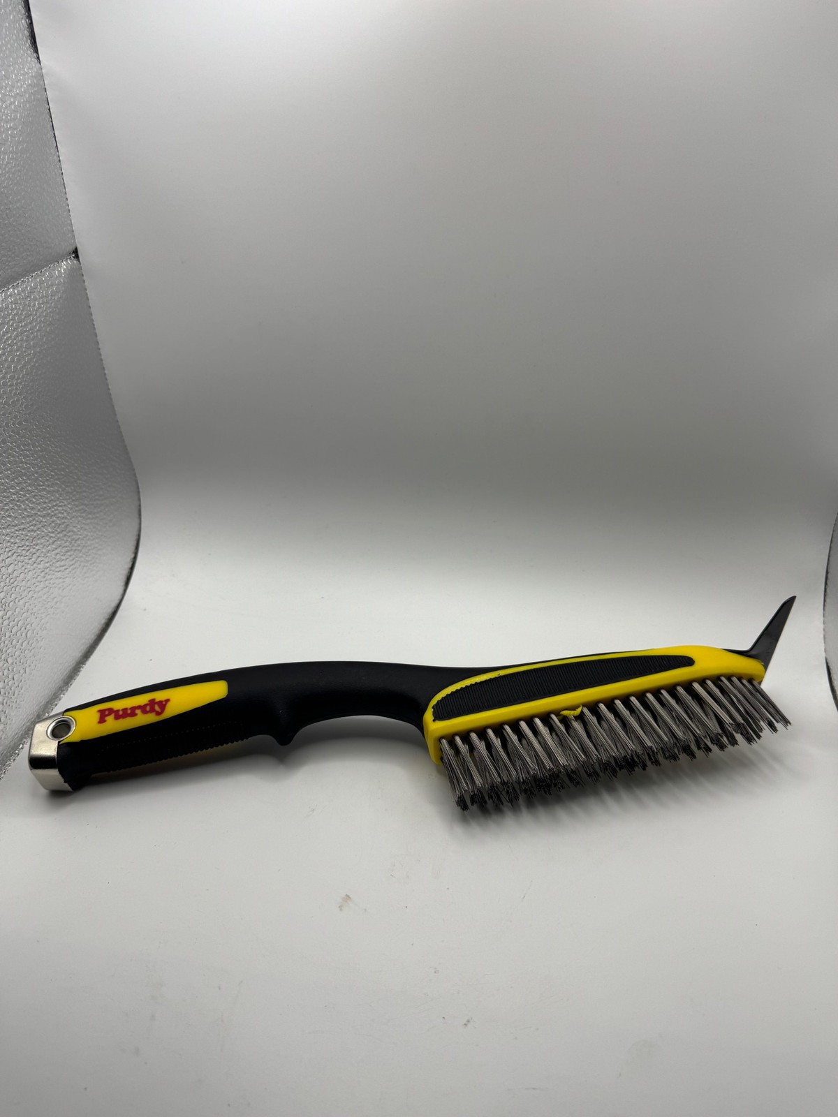 Purdy Wire Brush Scraper Paint Removal Tool Steel Bristles Yellow Black Non Slip