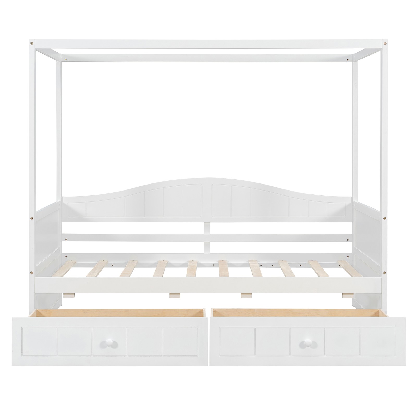 Twin Size Canopy Day Bed with 2 Drawers, White