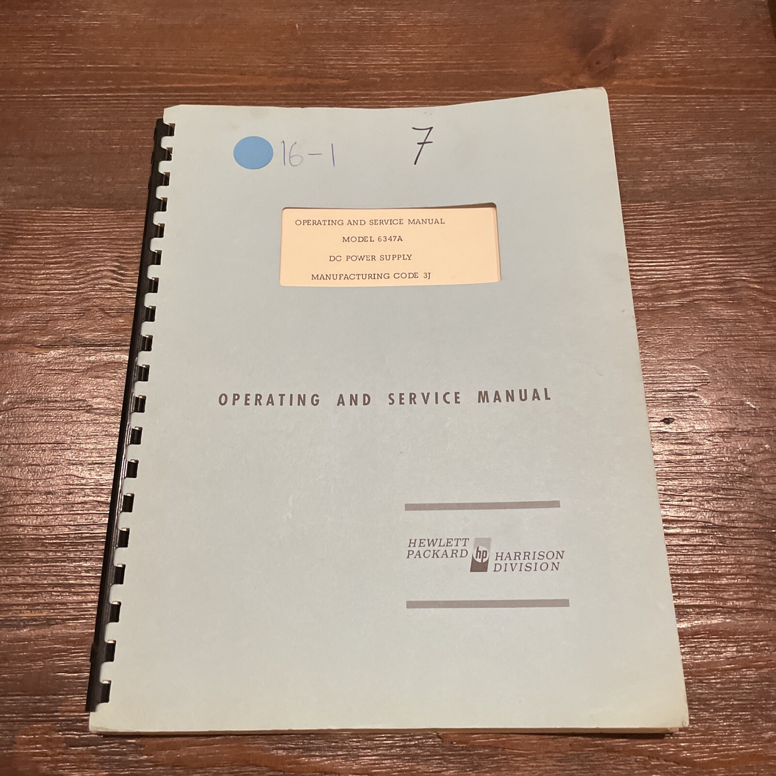 HP 6347A DC Power Supply Operating & Service Manual March 1966
