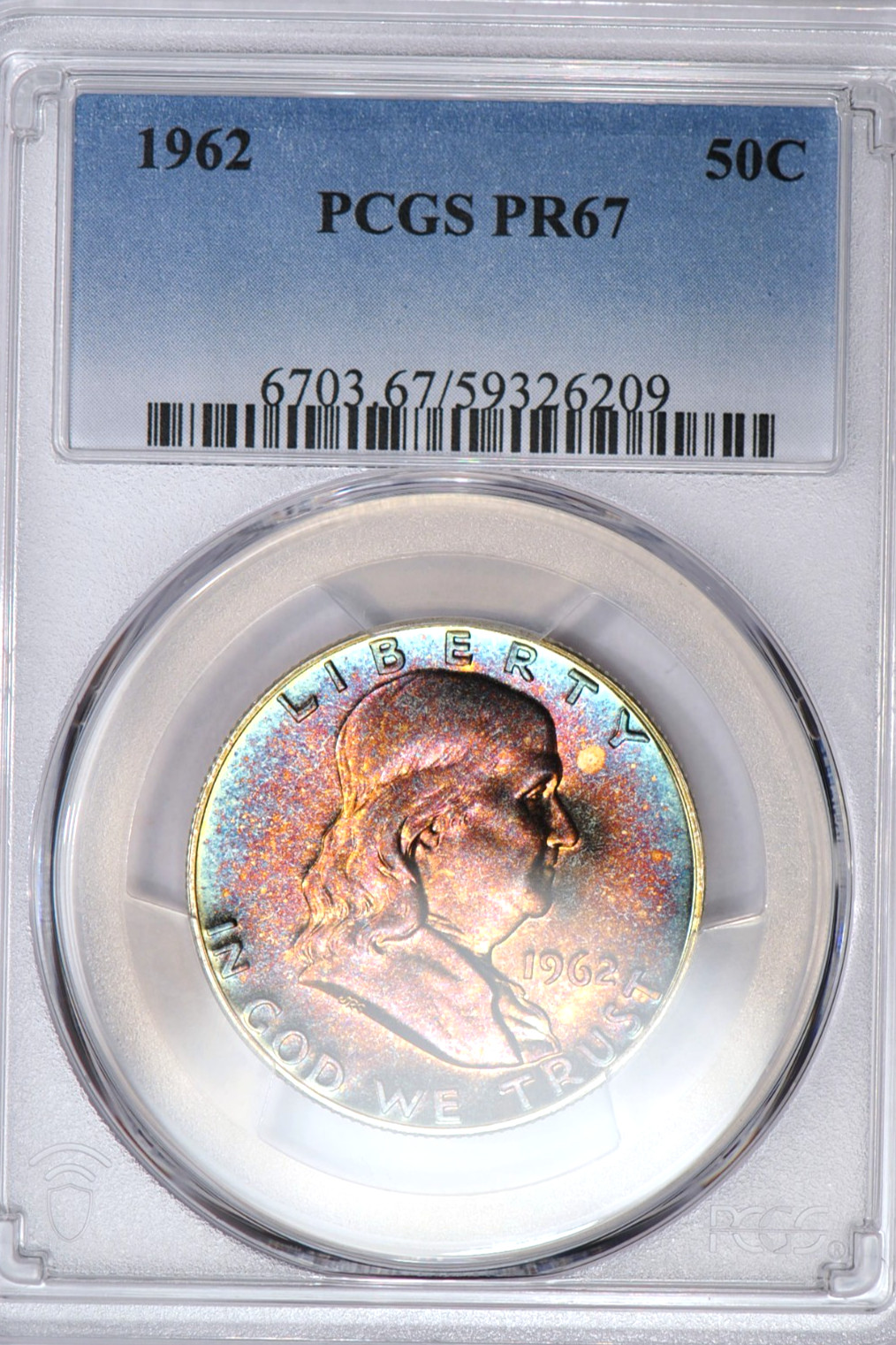 1962 Toned Franklin Half Dollar Proof PCGS PR 67 PF See Video Toning Silver Coin