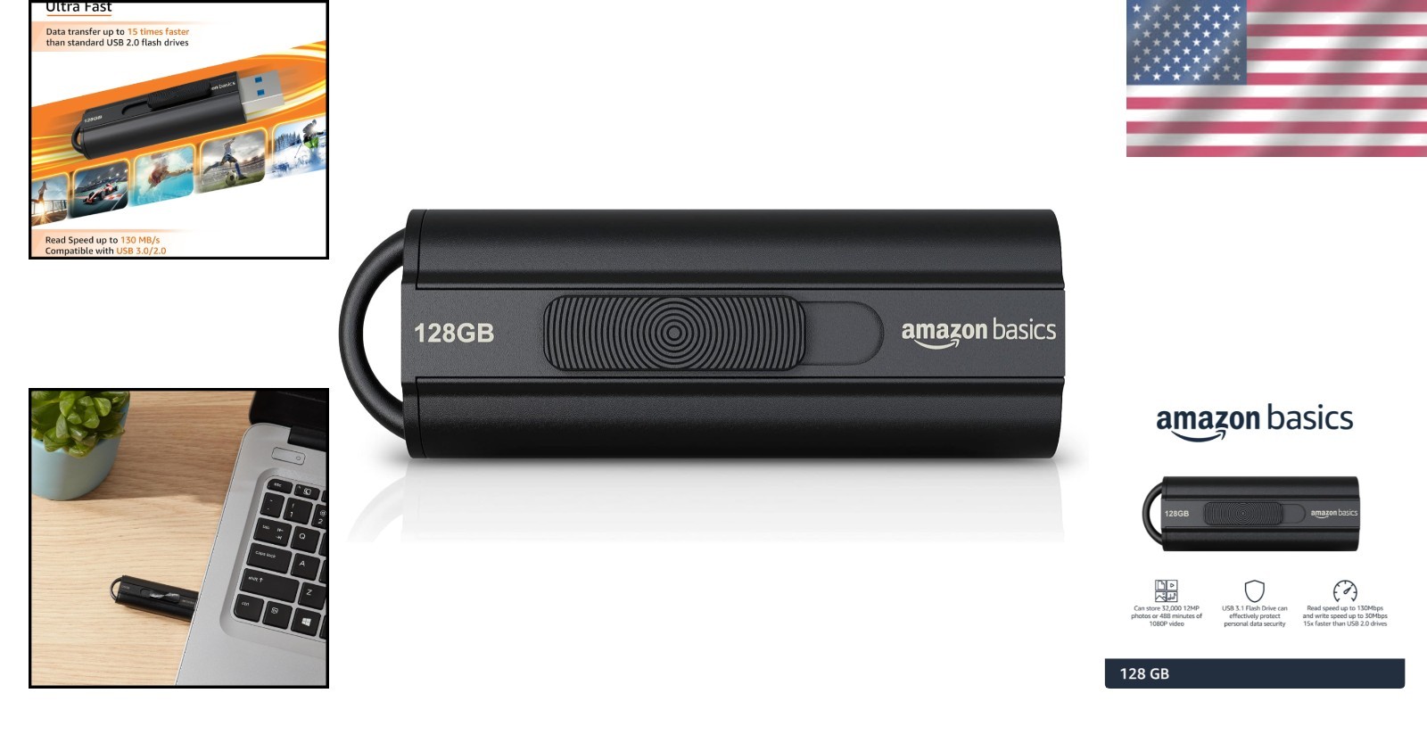 128 GB Ultra Fast USB 3.1 Flash Drive, Black