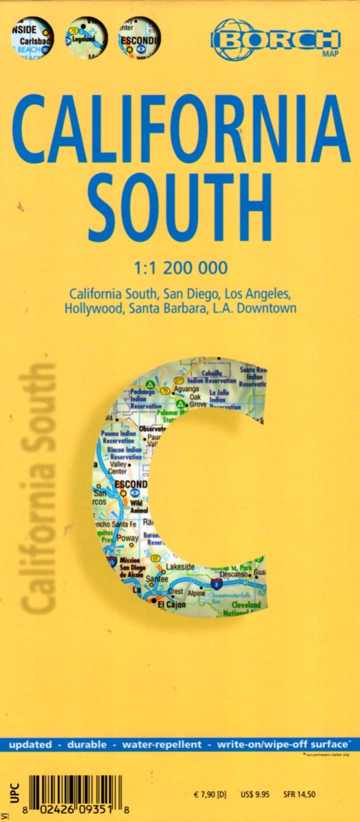 California South Laminated Road  Map by Borch (2007) (BRAND NEW)