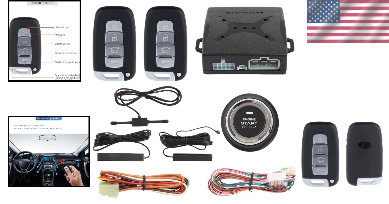 Push Button Start & Passive Keyless Entry Alarm System - Smart Car Protection