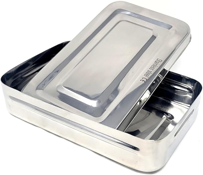 Stainless Steel Rectangular Box Empty Storage Container for Jewelry Crafts-8x5x2