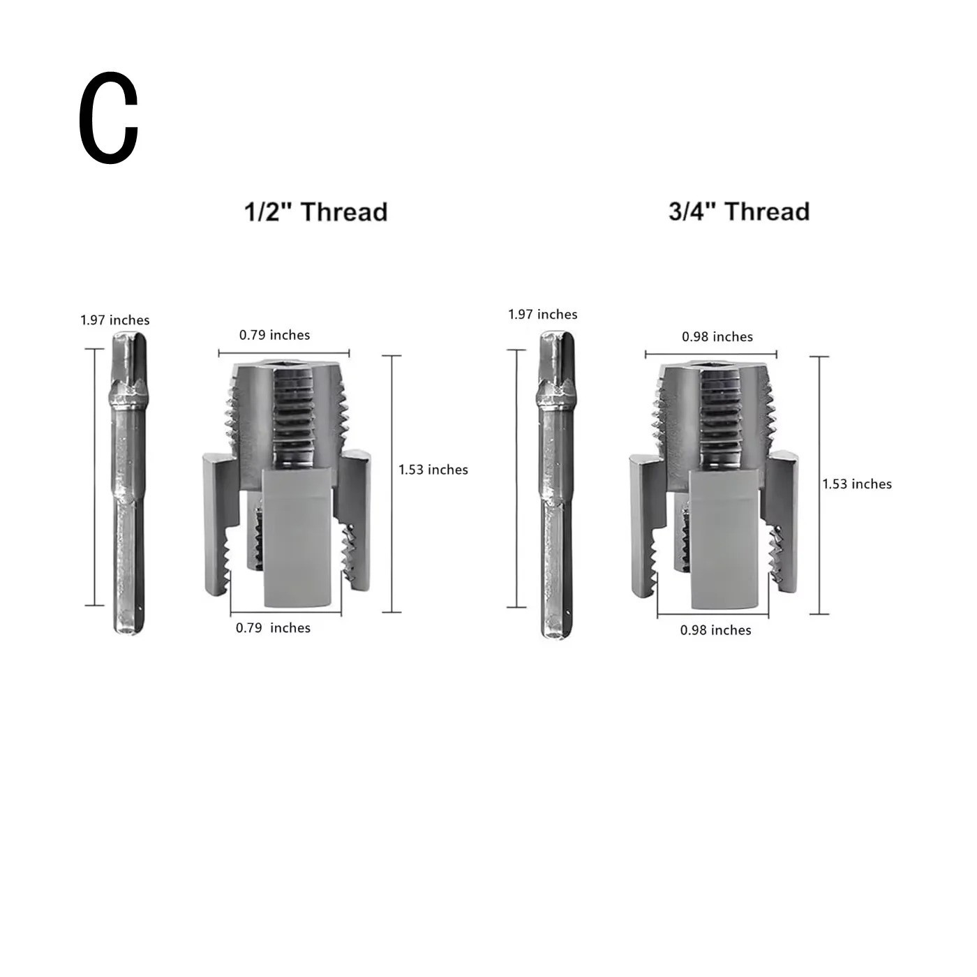 2Pcs 1/2''&3/4'' Water Pipe Integrated Internal & External Pipe Threading Tool