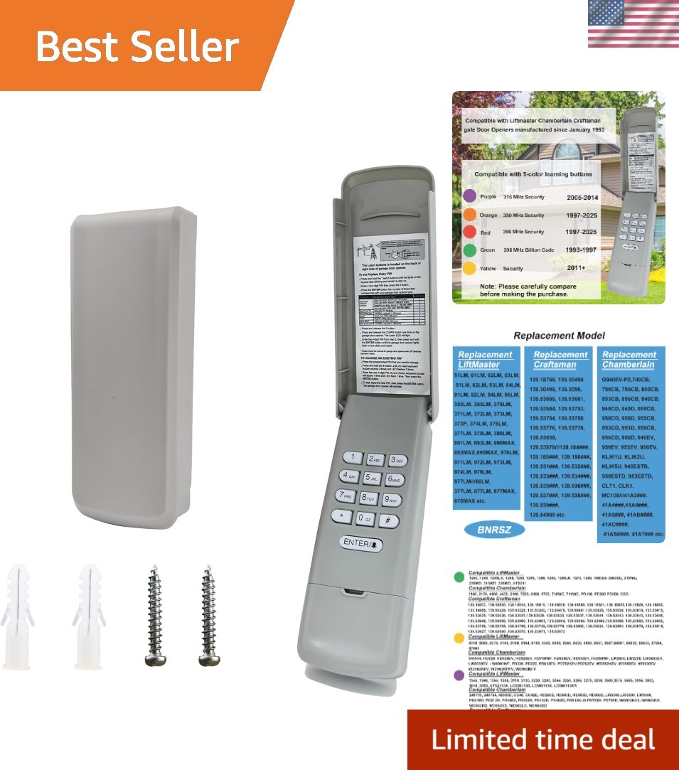 Universal Garage Door Opener Keypad for LiftMaster & More - Easy Installation