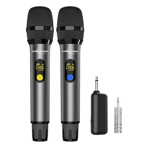 Wireless Microphone, Professional UHF Metal Dual Handheld Cordless Dynamic