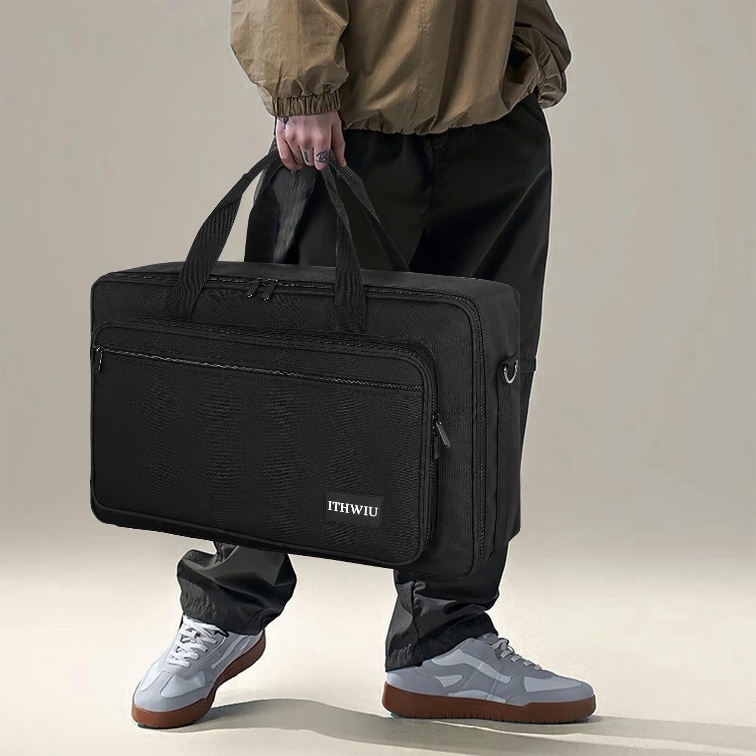 Versatile DJ Controller Carrying Case with Dual Zipper & Storage Pocket, Black