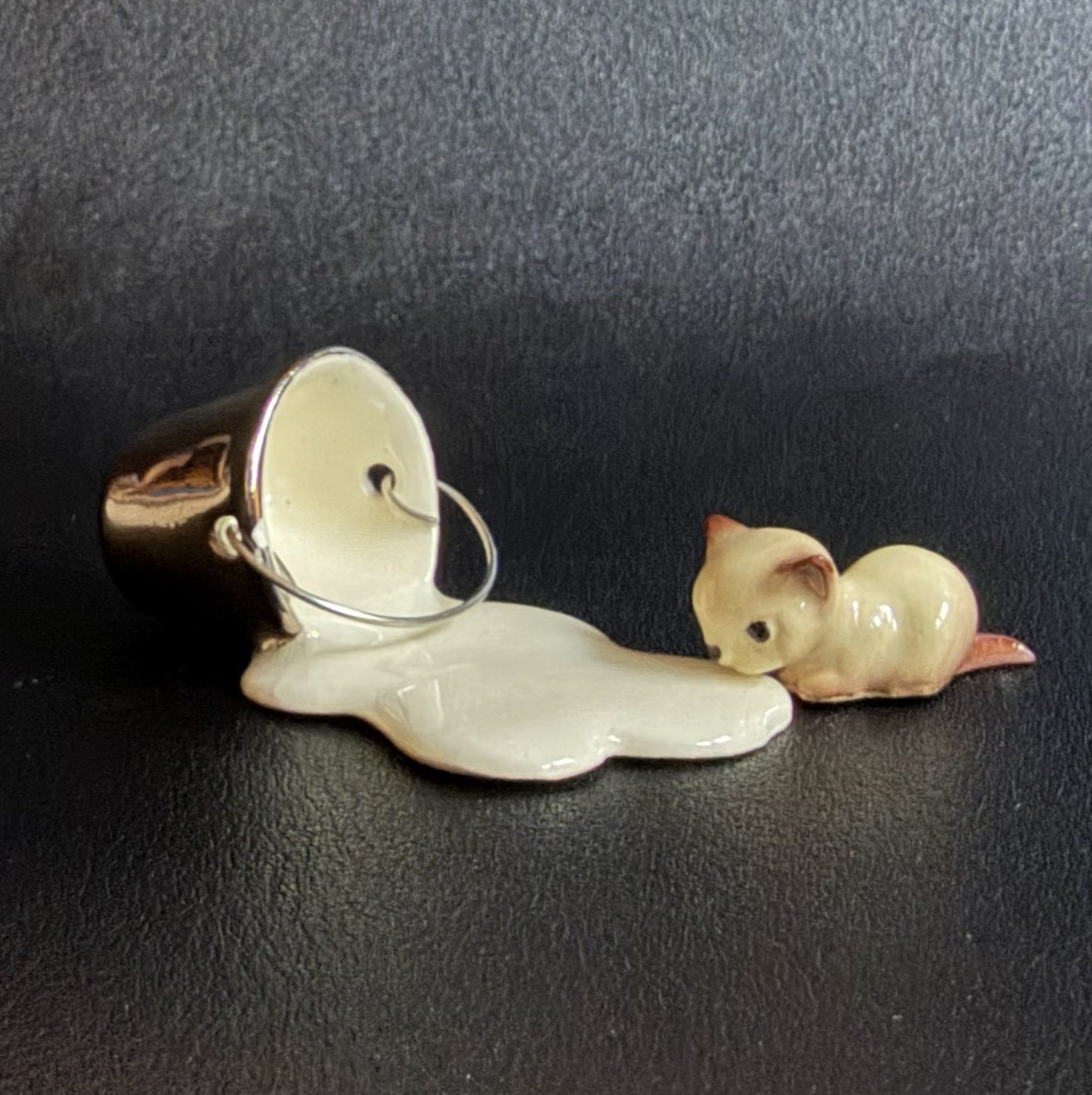 Retired Hagen Renaker Spilled Milk Pail Porcelain Figurine #239 Miniature