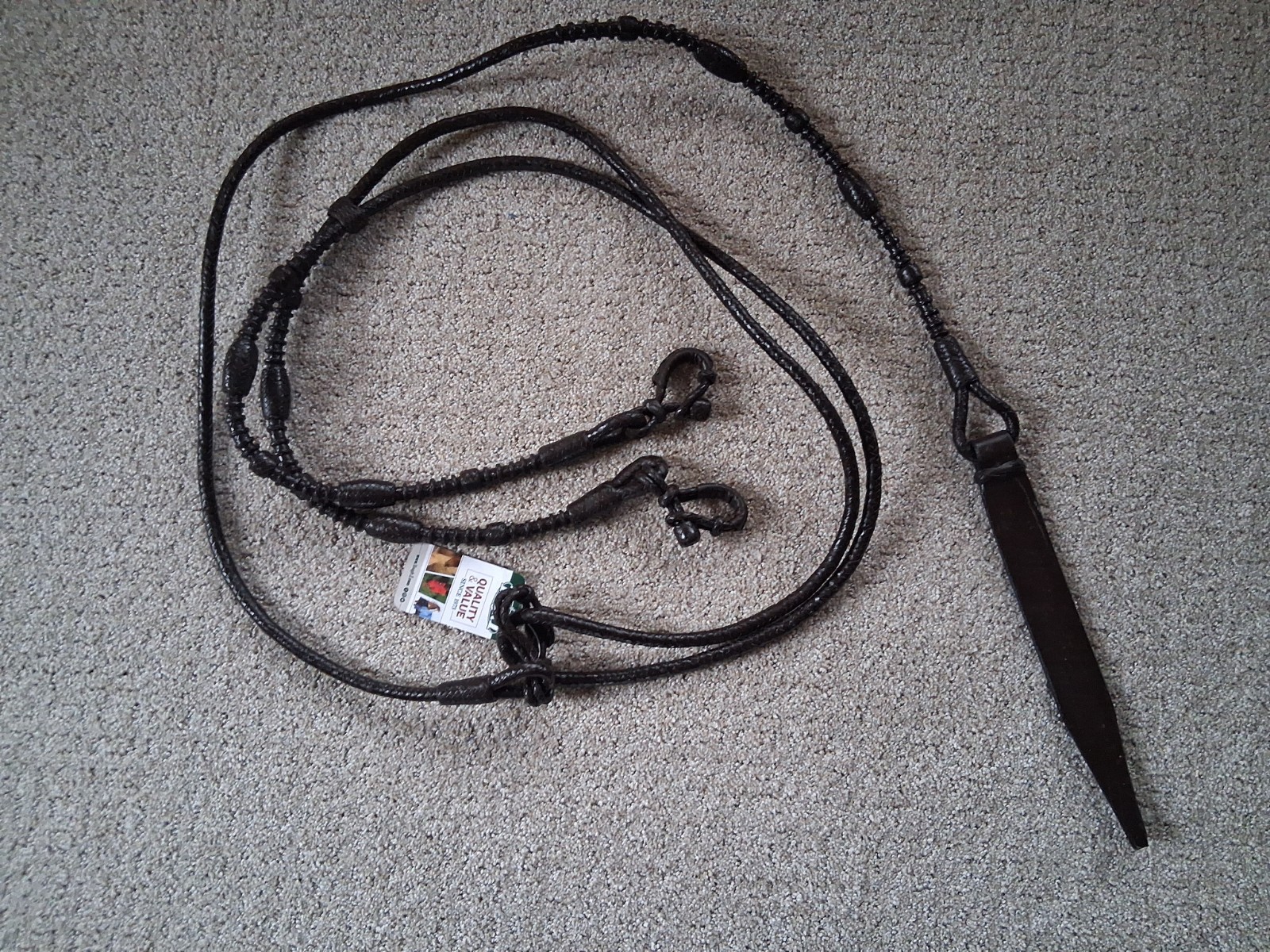 Romel Reins Leather Western Brown Dark Oil 7ft Show Weight Round Hand Braid