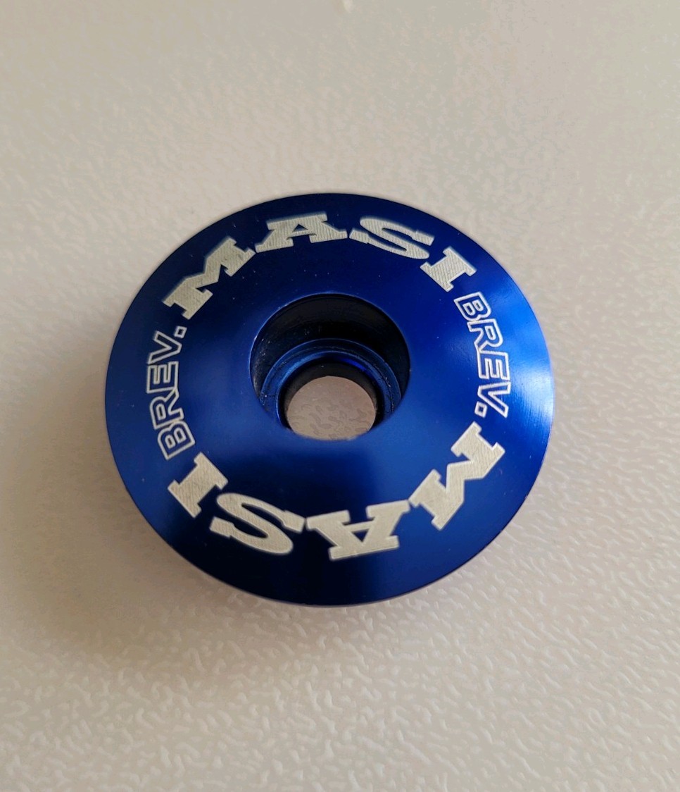 Masi Bicycles Alloy 1-1/8" Threadless Top Cap Anodized Dark Blue NOS