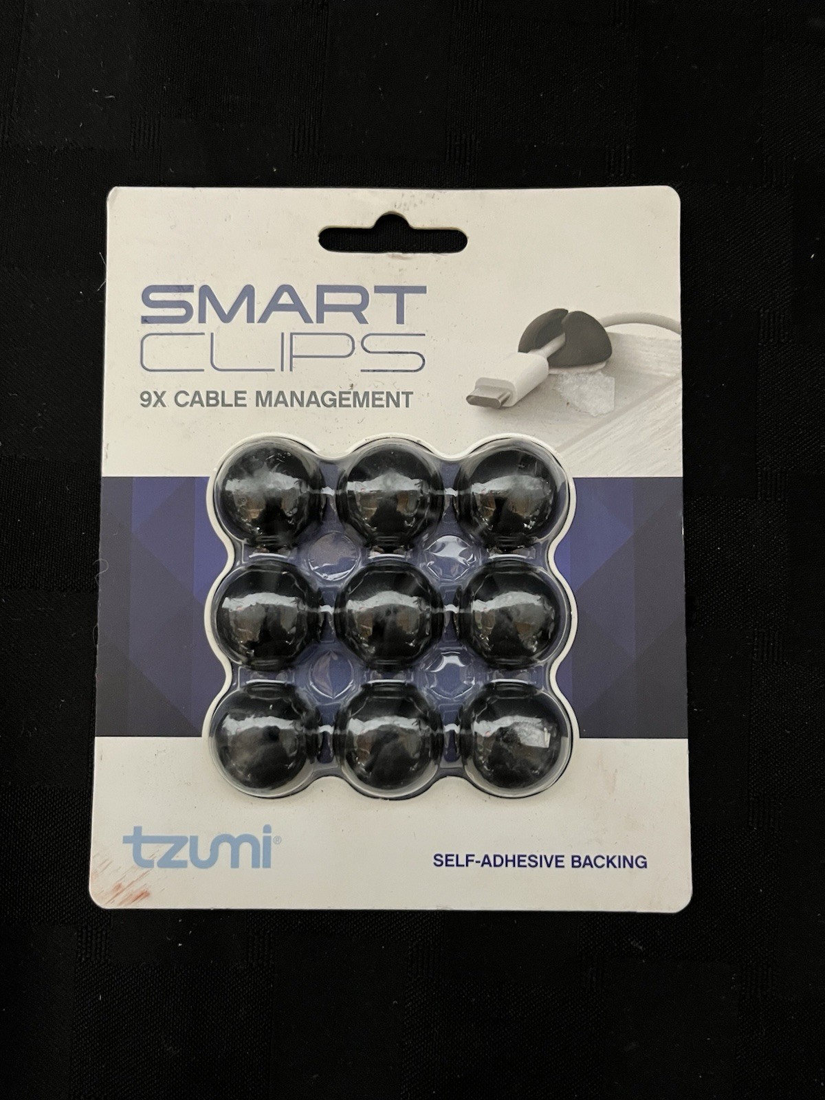 Tzumi Smart Clips Cable Management Mini 9-Pack Cable Clips Set New Sealed