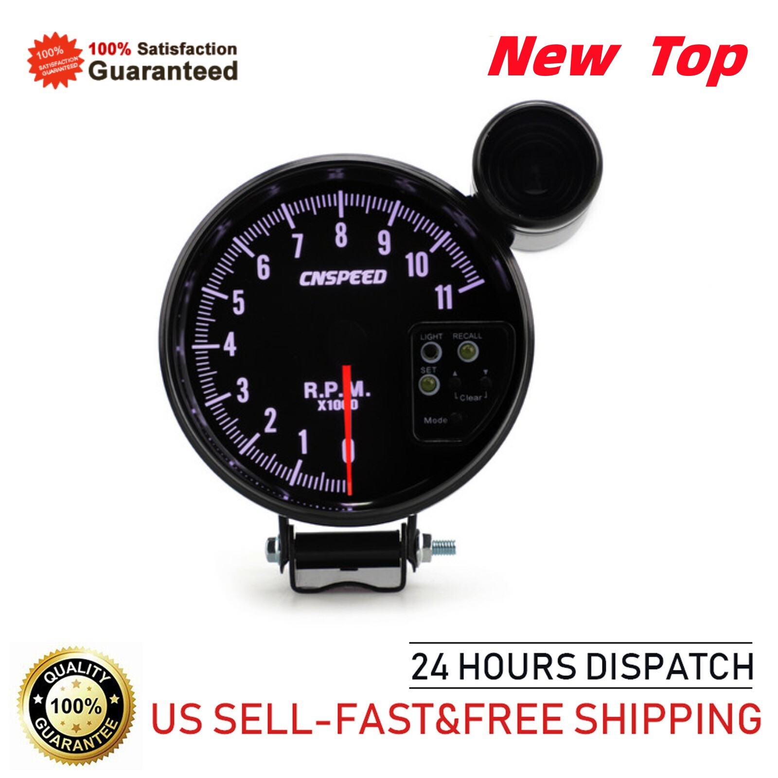 5 Inch Car RPM 11000K Tachometer Gauge 7 Color Backlight Rpm LED Shift Light US