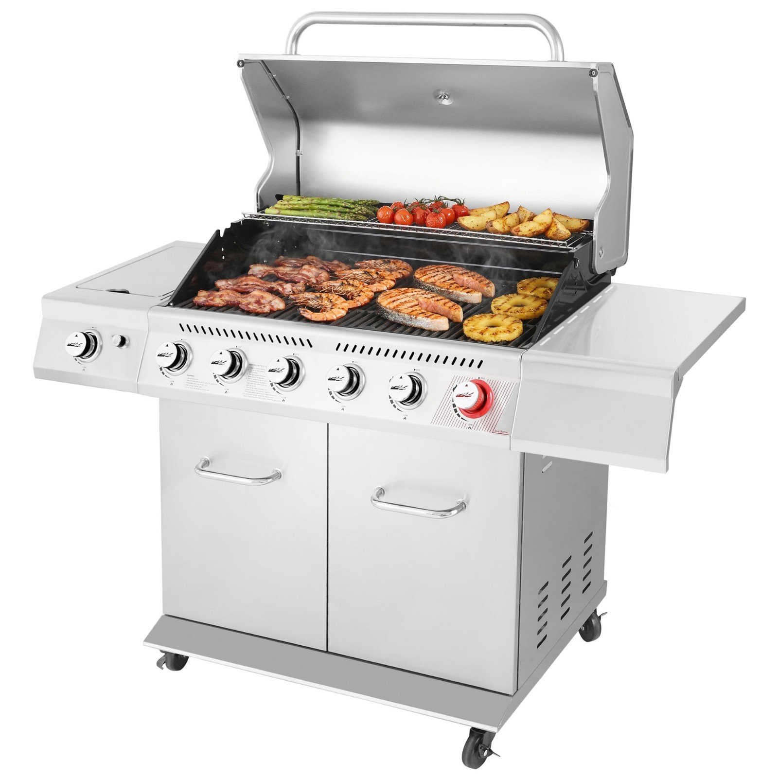 Royal Gourmet Stainless Steel Gas Grill Premier 6-Burner BBQ Grill  Silver