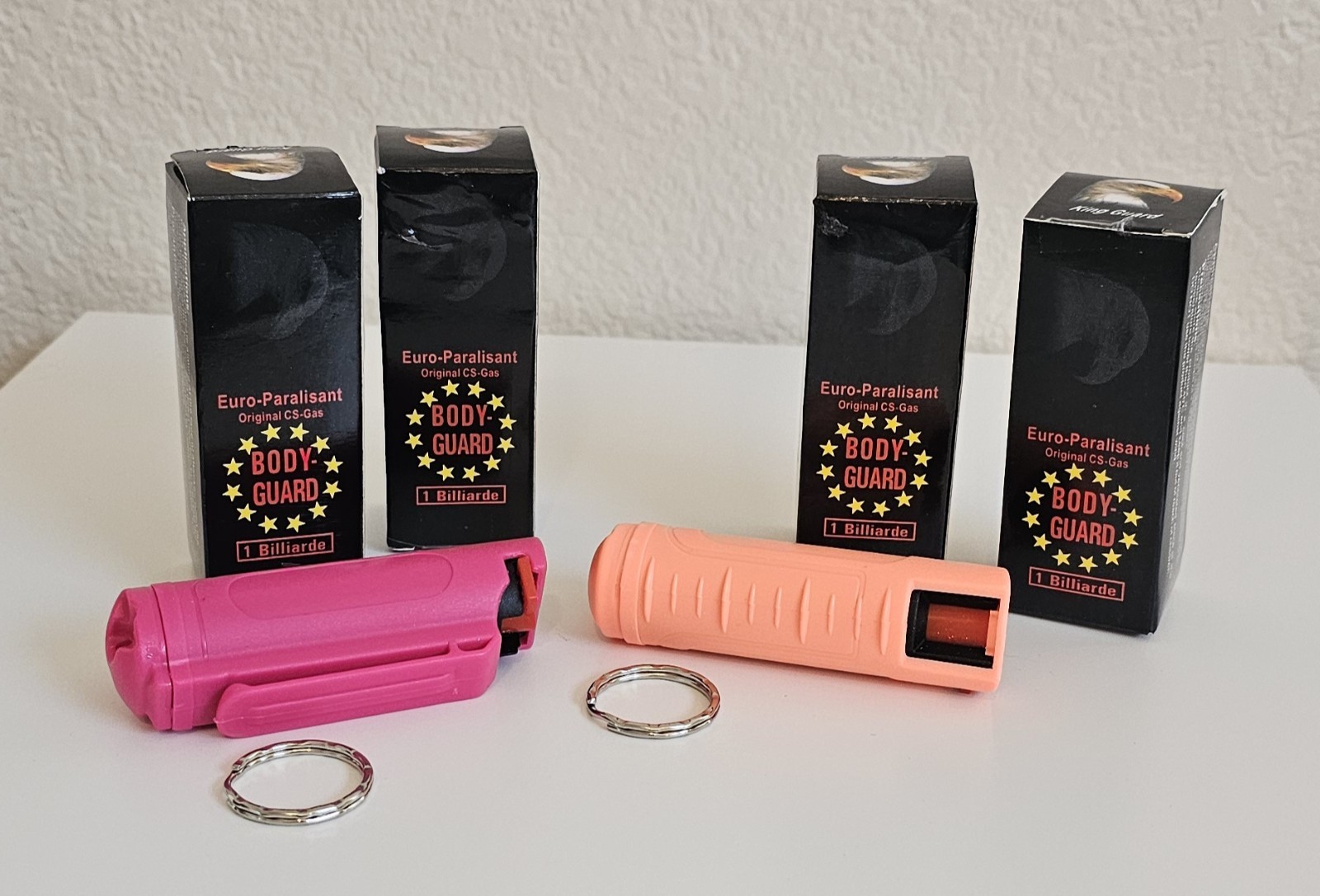 Set Of 4 Pink Pepper Sprays For Personal Protection