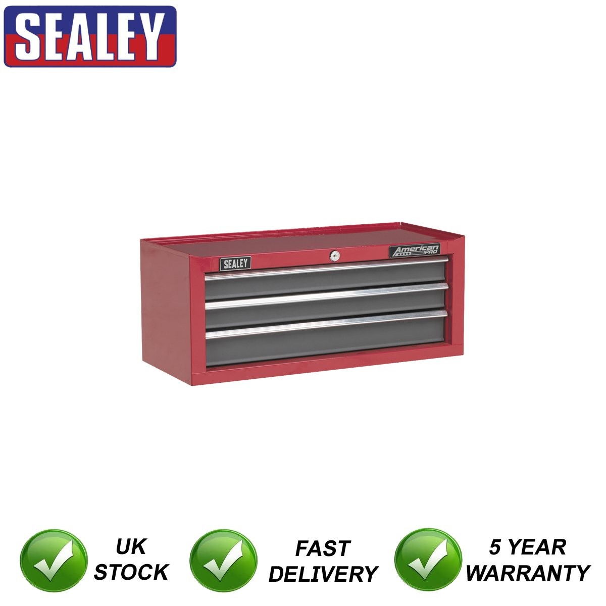 Sealey American PRO� Mid-Box Tool Chest 3 Drawer Red/Grey AP22309BB