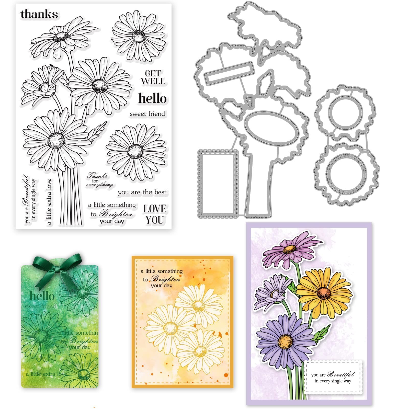 ORIGACH Chamomile Stamps and Dies for Card Making Flower Dies and Stamps Set ...