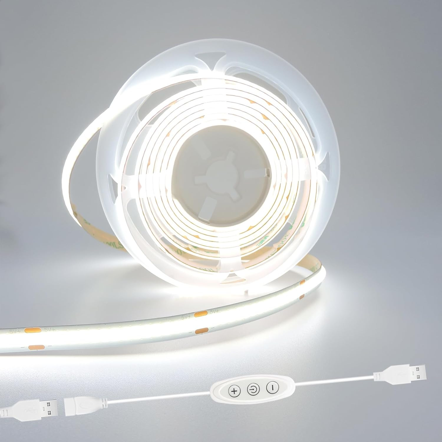 5v COB Led Strip Lights USB Powered 6000k CRI93+ 6ft Led Tape Light with Dimmer