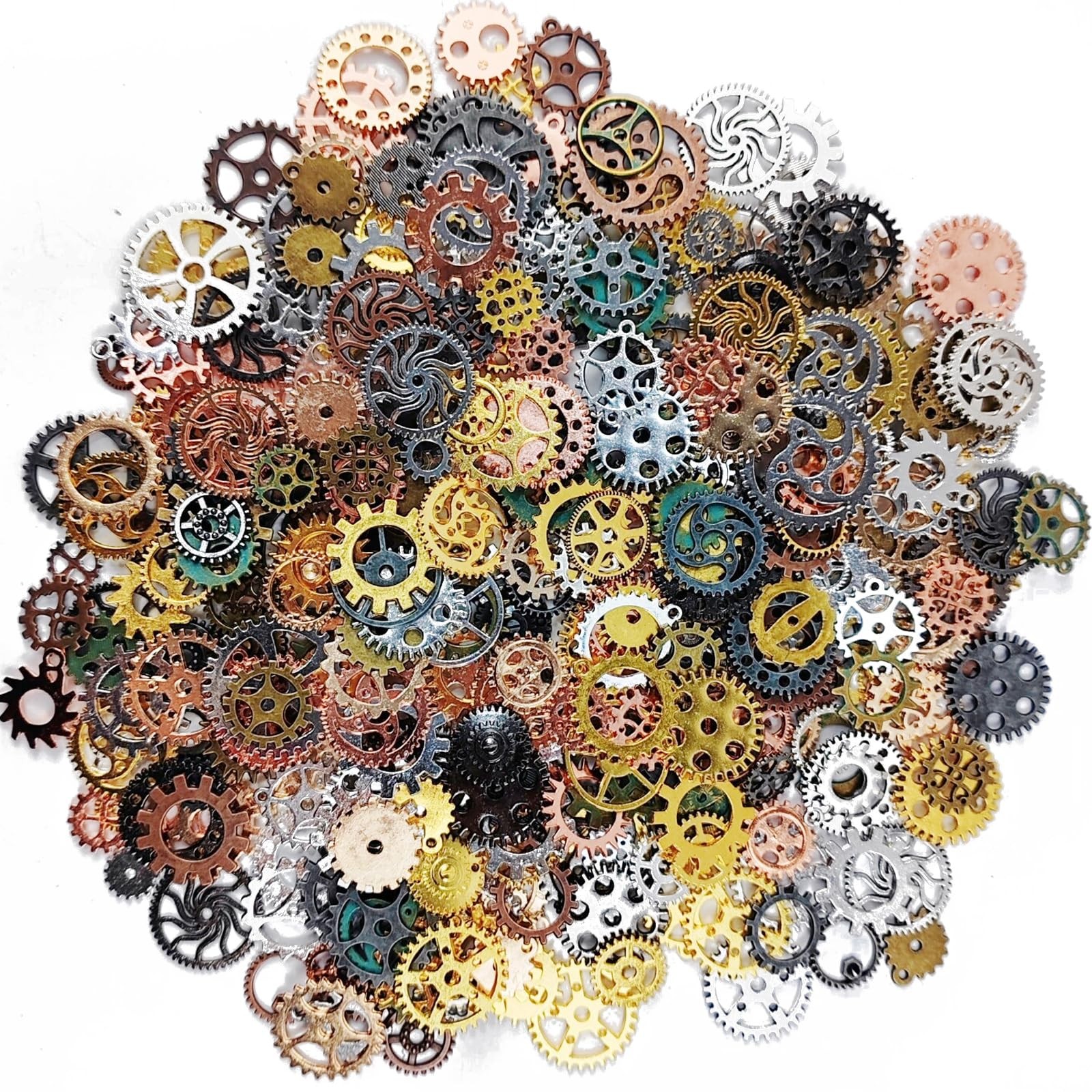 210 Gram Antique Steampunk Gear, Mix Steampunk Wheel Alloy Gear Pendants