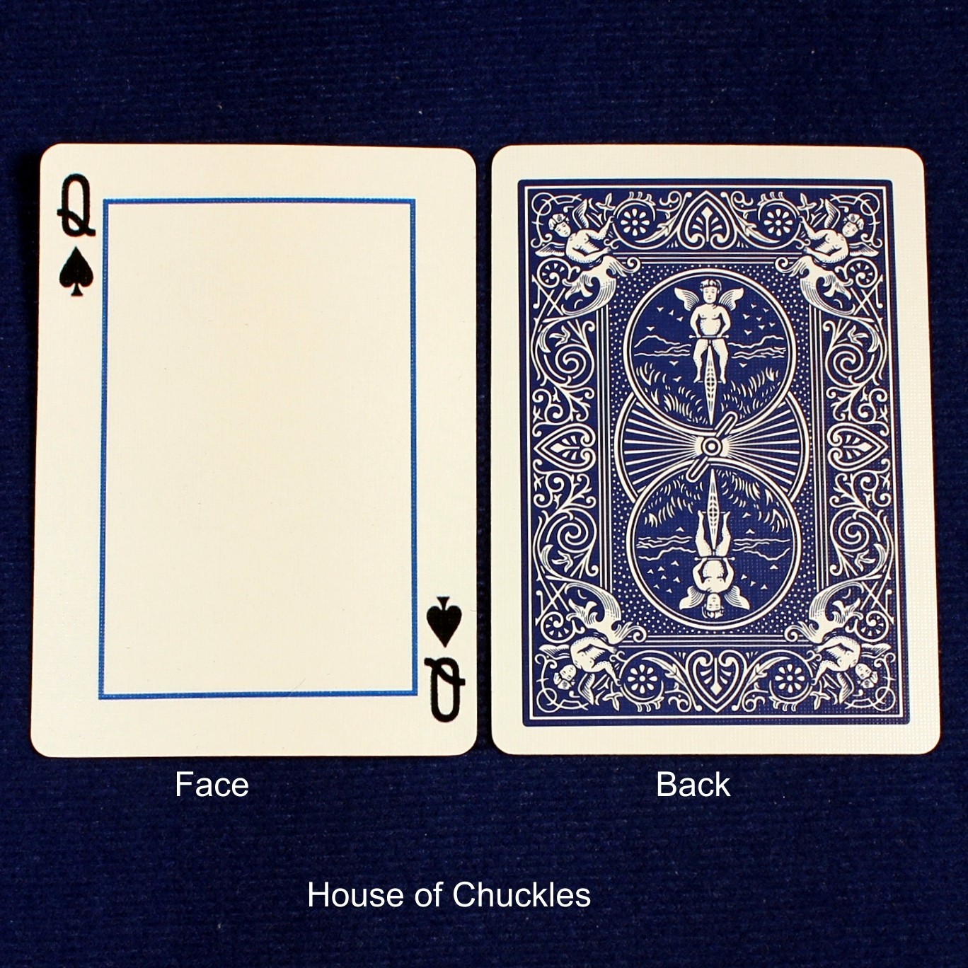 Queen of Spades Frame, Bicycle Printed Gaff Card, Blue