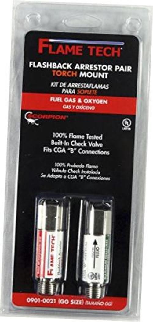 0901-0021 Torch Mounted Flashback Arrestor Set, Oxy/Fuel, 9/16" Class B,