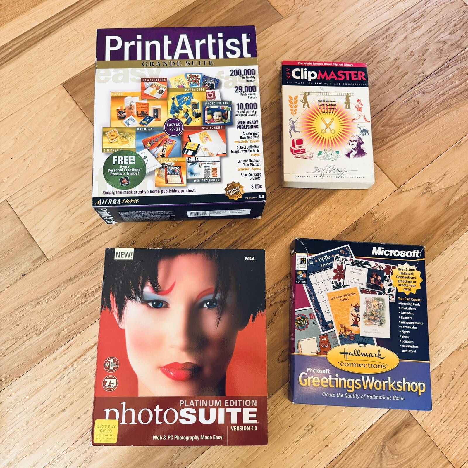 Vtg Microsoft Floppy Disk & CD Clip Art Software Photo Suite & More 4pc Mix Lot