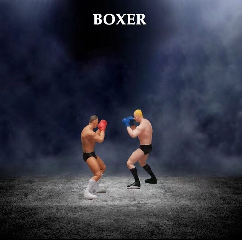 1:64 Painted Figure Mini Model Miniature Resin Diorama Sand Fighting Boxer Man