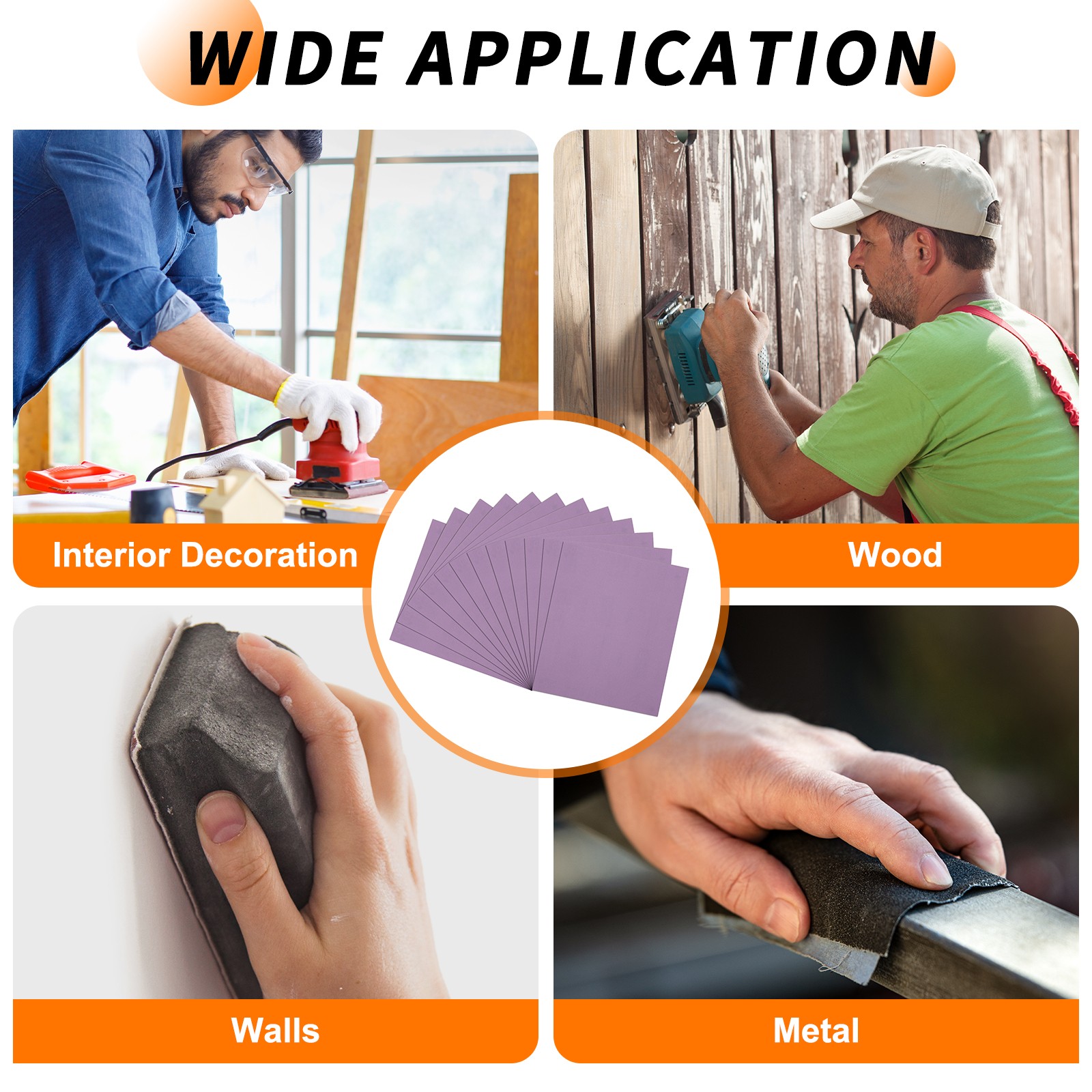 12 Pcs 2500 Grit Dry Sandpapers, 9 x 11 Inch Latex Sand Papers, Purple