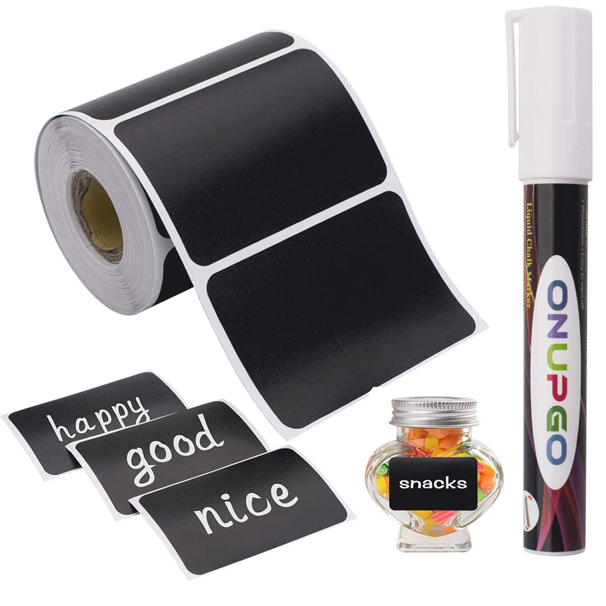 ONUPGO Chalkboard Labels-180pcs Waterproof 2*2.25 inches, A: Rectangle Shape