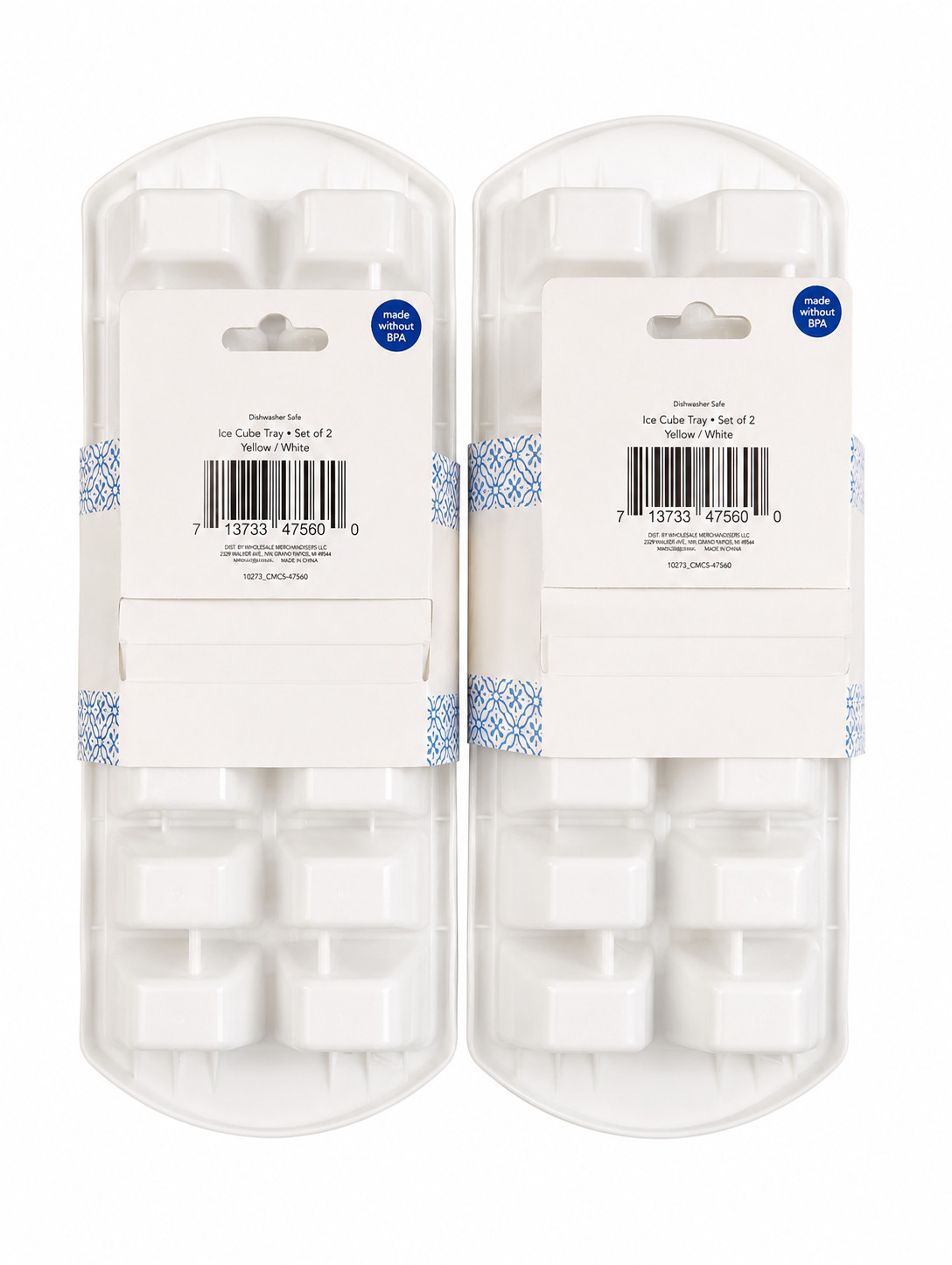 Plastic Ice Cube Trays - White, 2 Pack (x2) - 4 TRAYS TOTAL