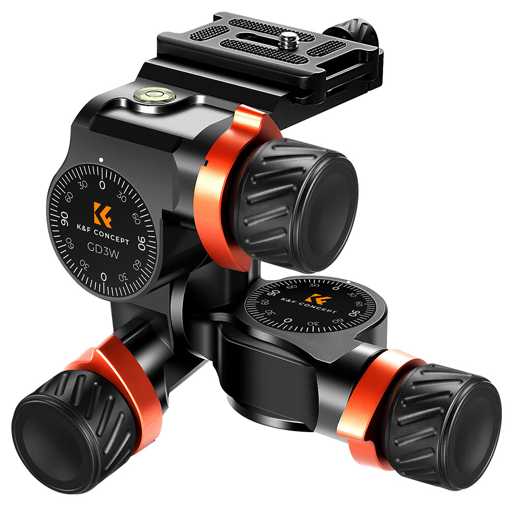 K&F CONCEPT 3-Way Geared Head Tripod Head Aluminum for DSLR SLR Arca-Swiss GW-3D