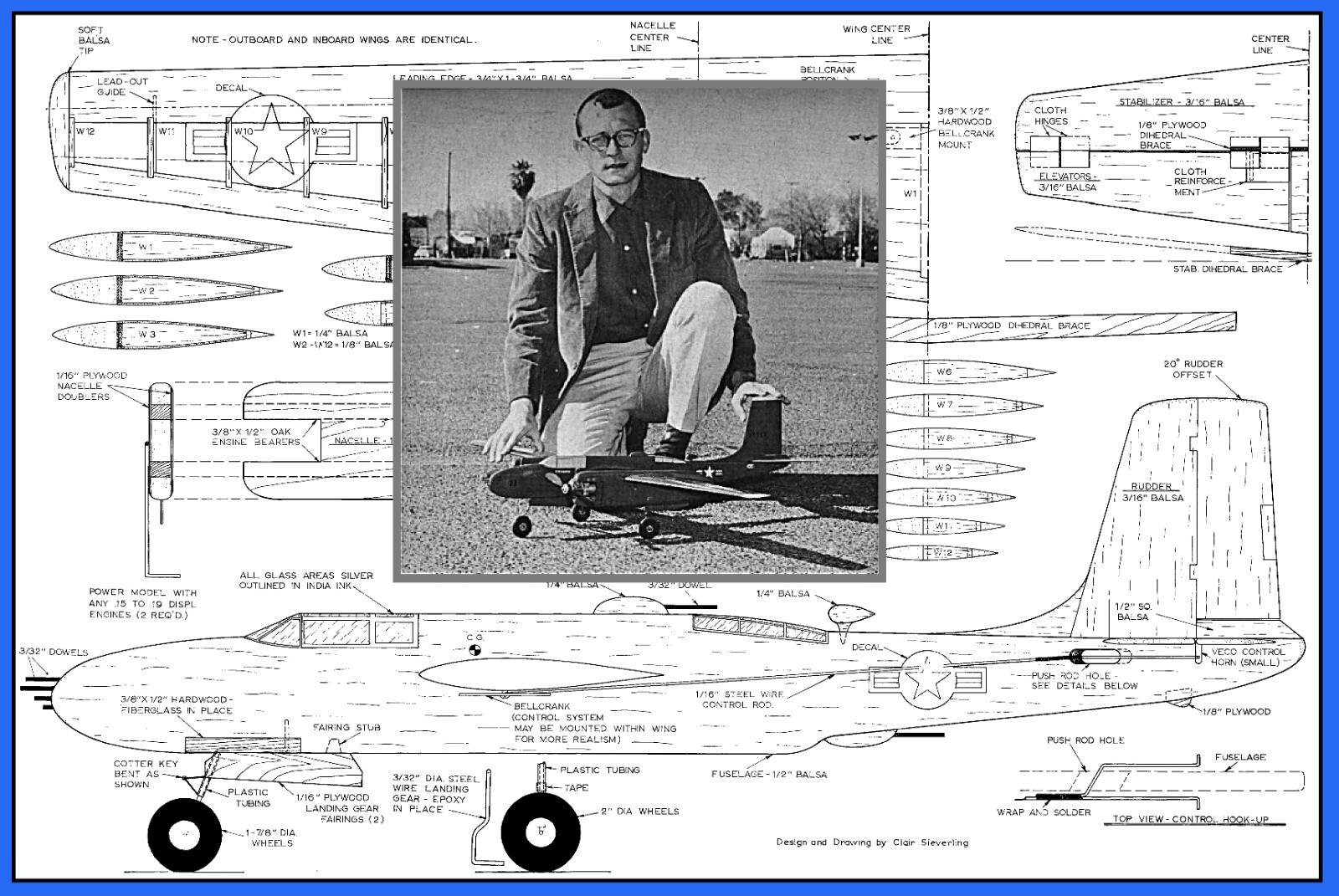 Model Airplane Plans (UC): Douglas A-26 Invader 46" Profile Scale Bomber 2X .19s