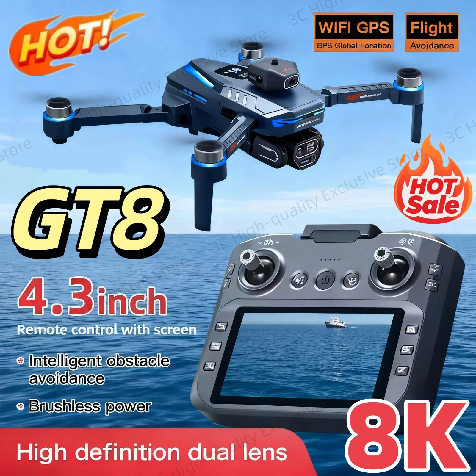 GT8 Drone 8K HD Professional Camera GPS 5G WiFi 60 min Flight Foldable Quadcopte