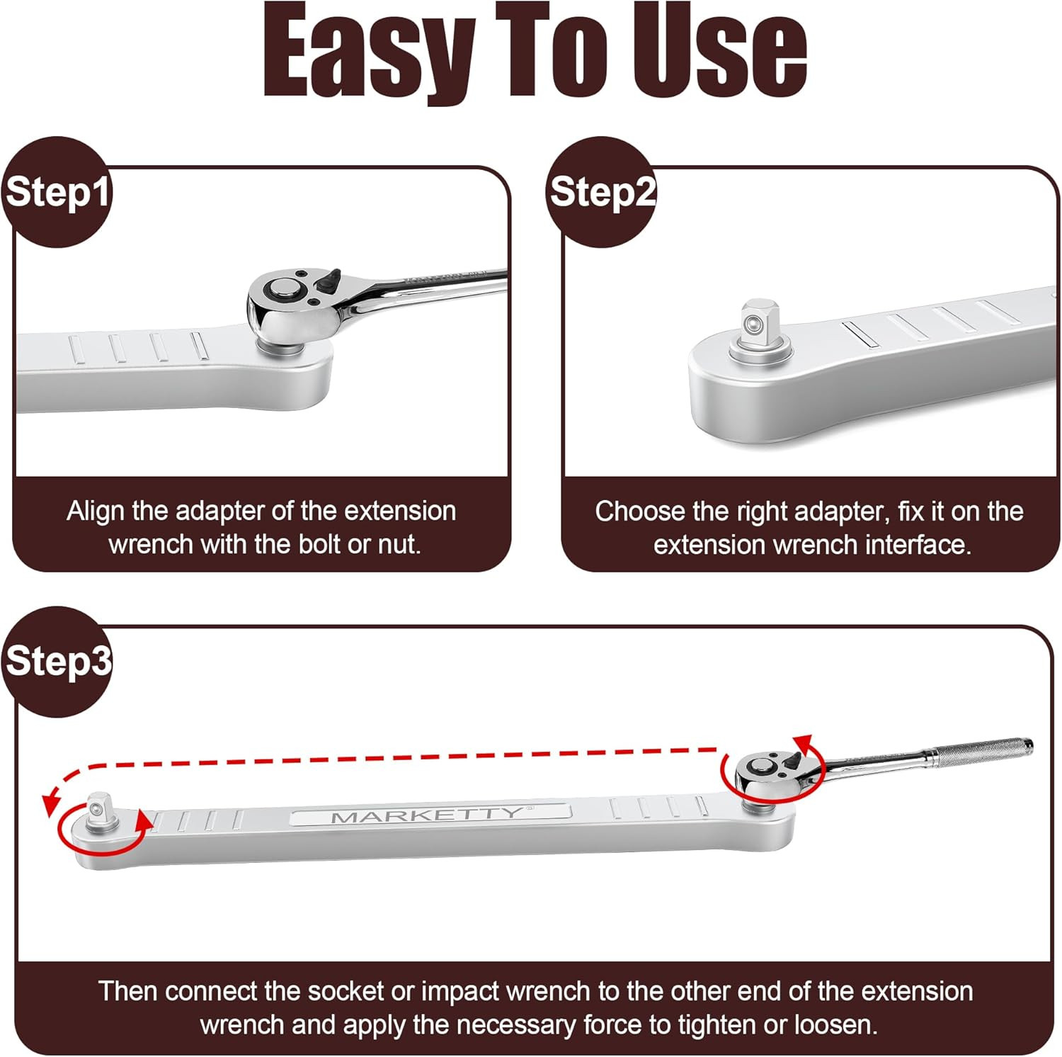 Offset Extension Wrench Impact Ready 3/8" for Tight Spaces Extender Tool With