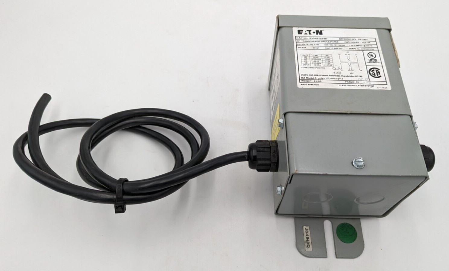 Eaton S20N11S81N General Purpose Transformer Used