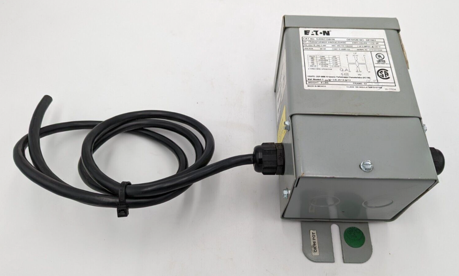 Eaton S20N11S81N General Purpose Transformer Used