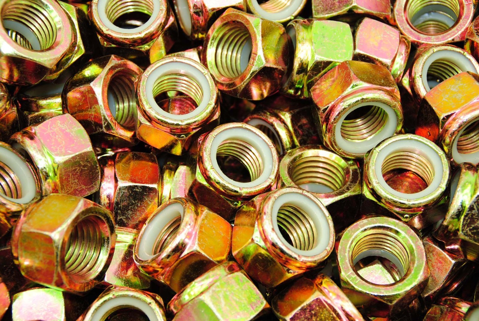 (10) Nyloc Grade 8/C 1" Hex Locking Nuts 1-8 Yellow Zinc Plated Nylock 8 TPI