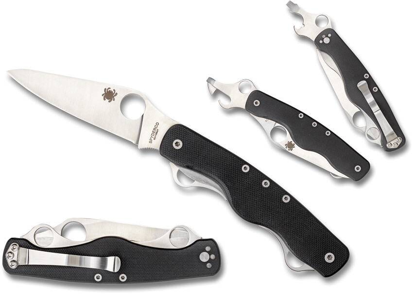 Spyderco Clipitool Rescue Stainless Multi-Blades Black G10 Folding Knife 208GP