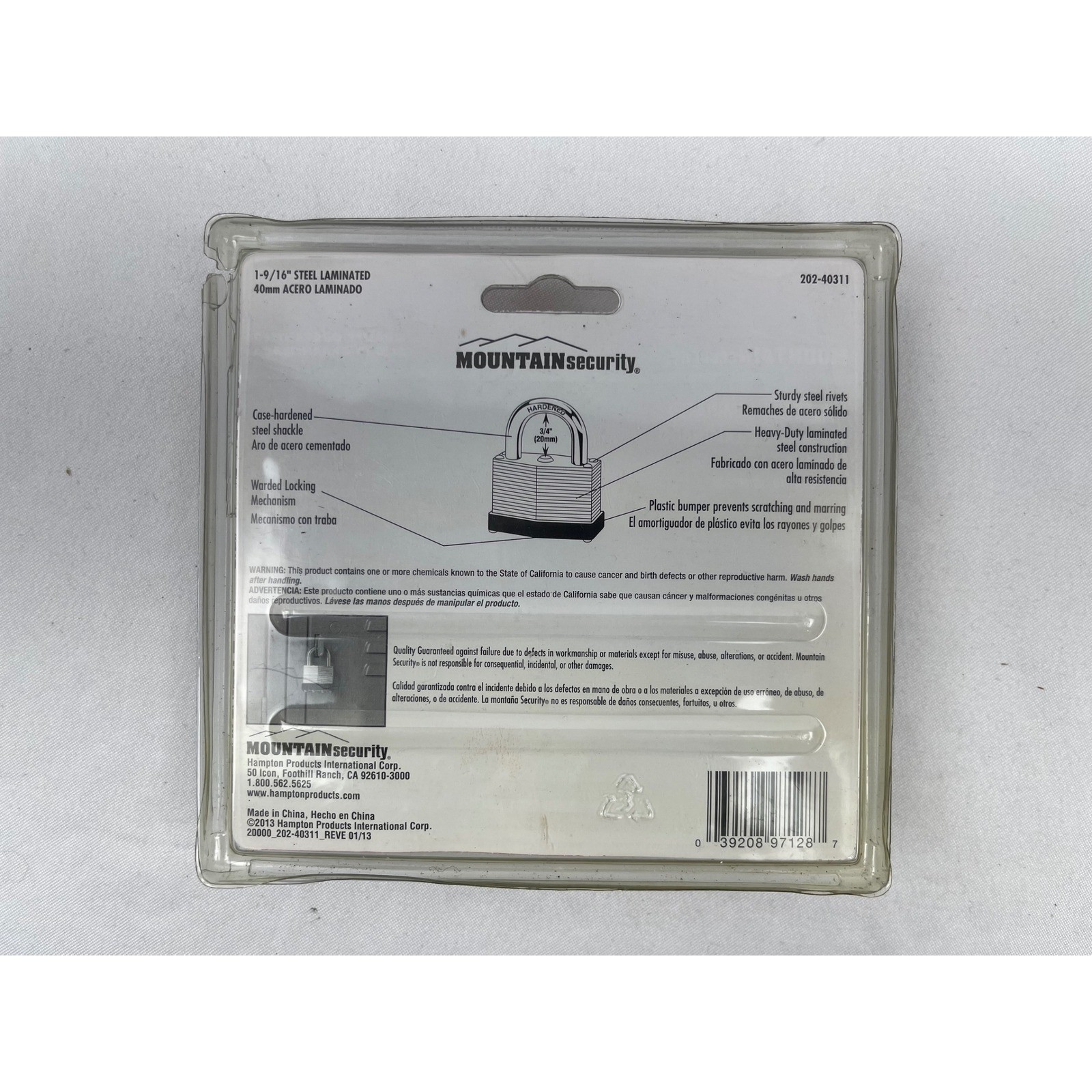 Mountain Security 40mm Laminated Steel Padlock 3 Pack Silver Hardened Shackle