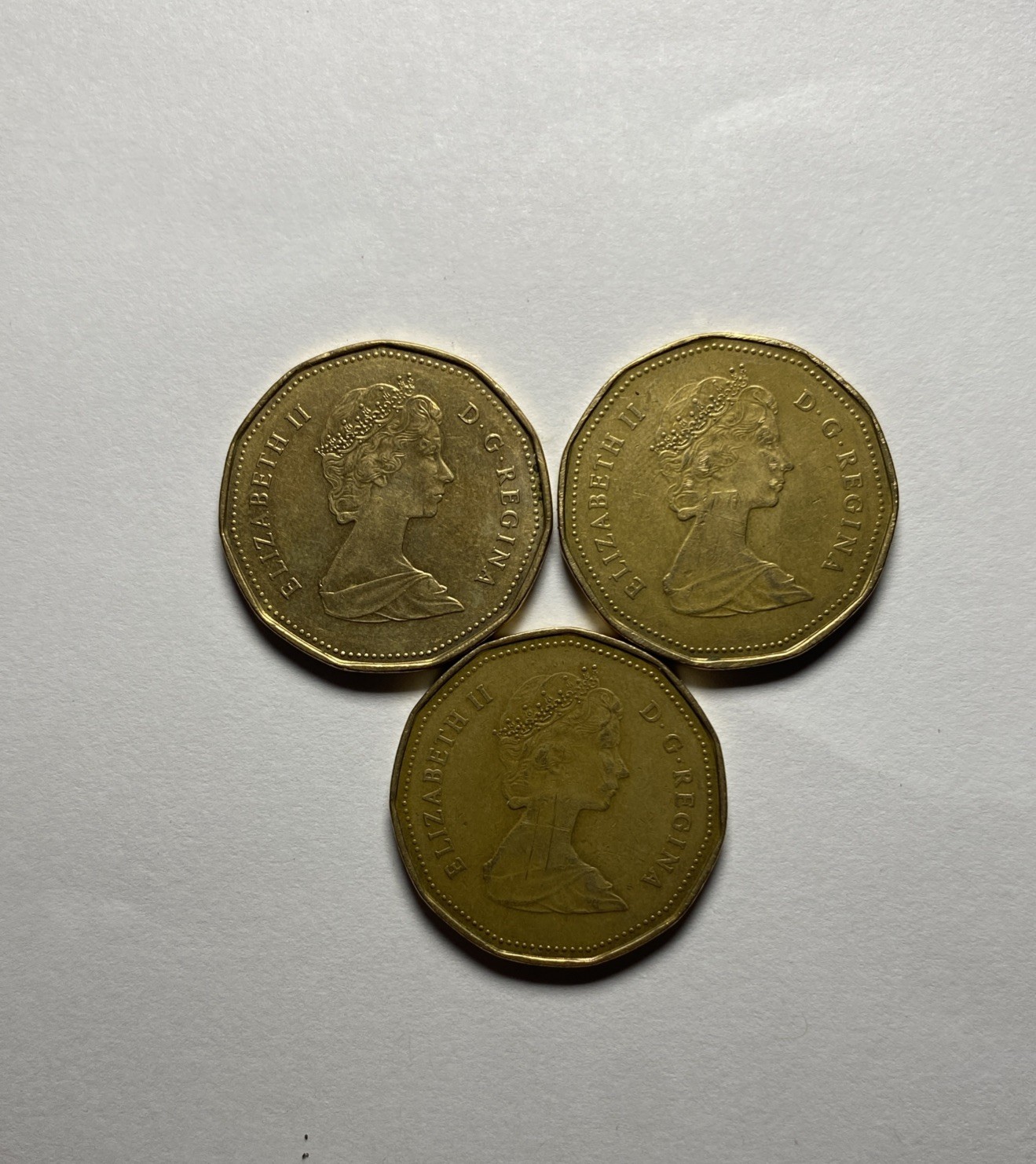 Lot of 3 Canadian 1 Dollar Coins